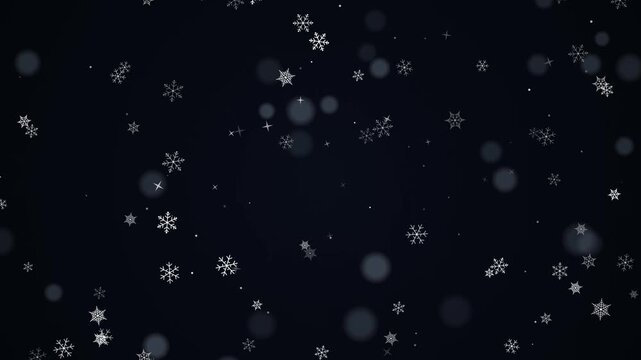 Falling snowflakes animation with soft bokeh particles