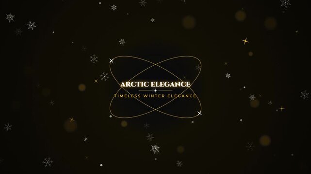 Winter snowflake logo animation with golden elegant particles