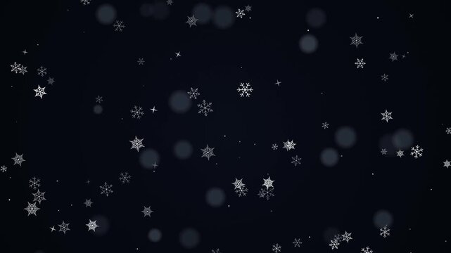Falling snowflakes animation on dark background