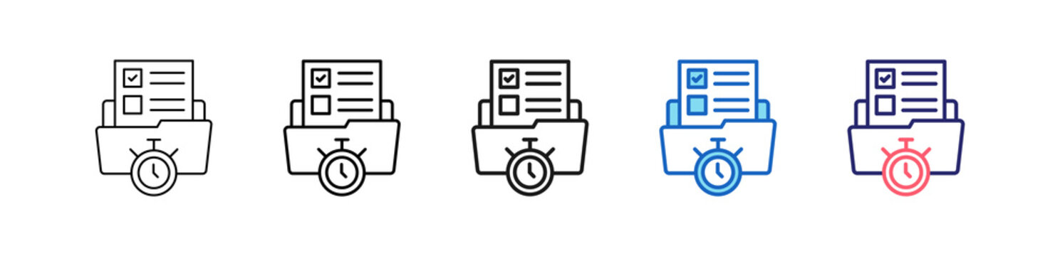 Data Log Icon In 5 Different Styles Set Collection.   