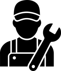 Mechanic icon with a wrench symbol isolated on transparent background © MdAbulBasar