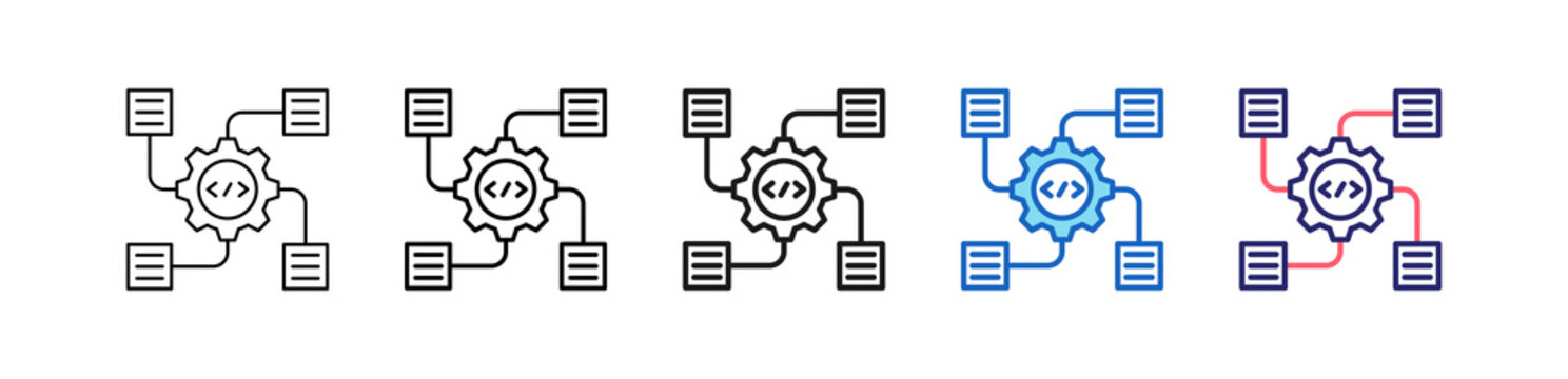 Schema Icon In 5 Different Styles Set Collection.   