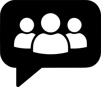 People group icon inside a speech bubble isolated on transparent background