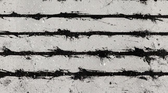 Close up view of sharp metal barbed wire lines stretching horizontally across a neutral light grey background