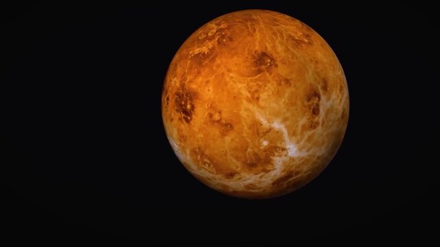 This 3D animation displays sequential transitional movements between planets in the solar system against a pitch-black space background.