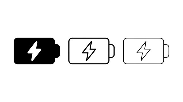 Battery charging icon set isolated on transparent background
