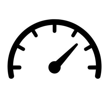 Tachometer icon flat outline in black