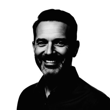 Man with pixelated face looking surprised illustration