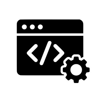 Web development icon flat outline in black