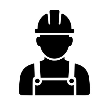 Worker icon flat outline in black