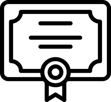 Minimalist Certificate of Achievement Line Art Icon for Educational and Professional Certification Documents and Academic Diplomas