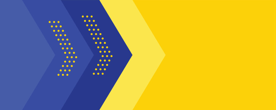 Blue and Yellow Geometric Abstract Chevron Vector Banner Background