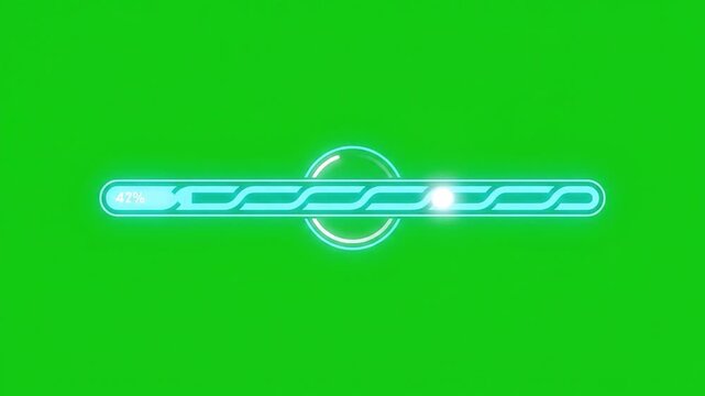 Neon loading progress bar buffering animation green screen chroma key