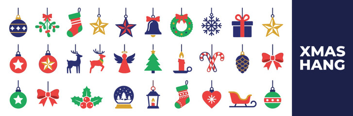 Fototapeta premium Winter Holiday Ornaments Collection Icons
