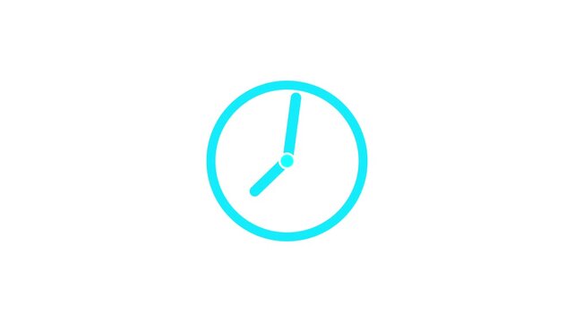 Clock icon animation representing time, countdown, deadline, schedule, and time management. Clock icon transparent background. Clock spinning