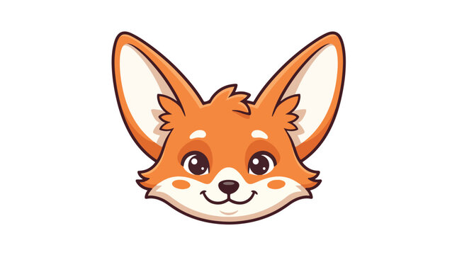 Cute cartoon fennec fox head vector mascot illustration