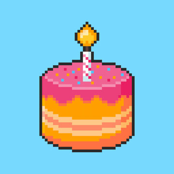 Pixel art Birthday Cake game asset design