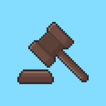 Pixel art Judge Gavel and Sounding Block game asset design