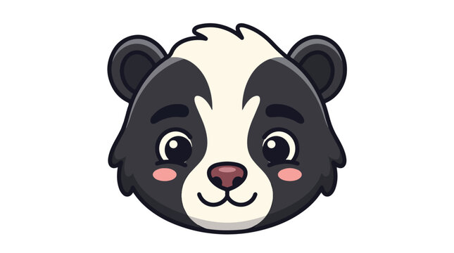 Cute cartoon panda head mascot vector illustration