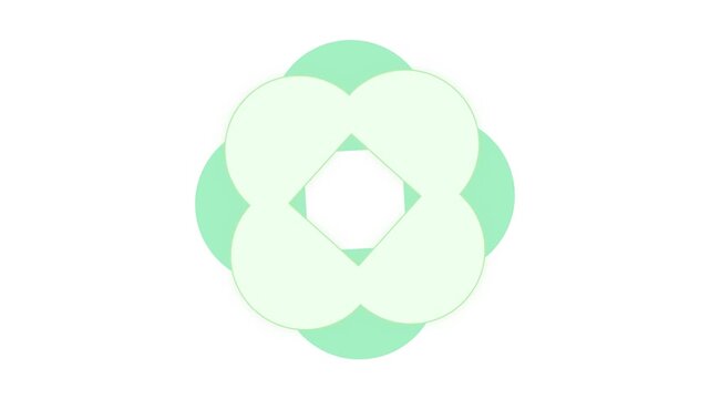 Four leaf frame abstract shape animation video on white background