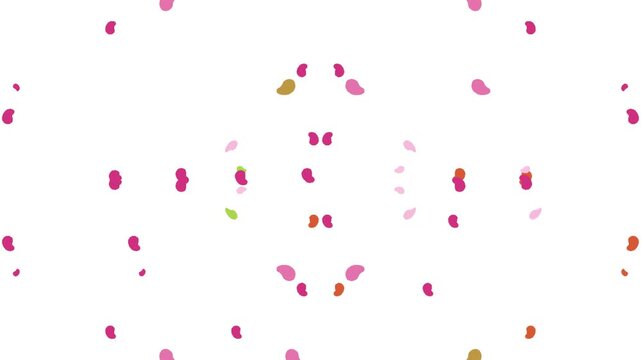 Falling pink and neutral particles animation video on a white background