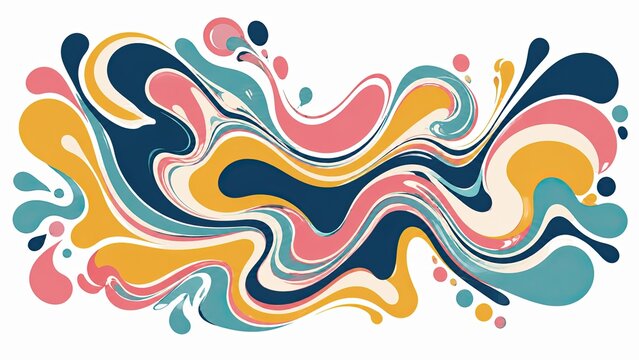 Colorful liquid paint splash wave abstract design element