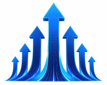Blue arrows pointing up representing business growth and success