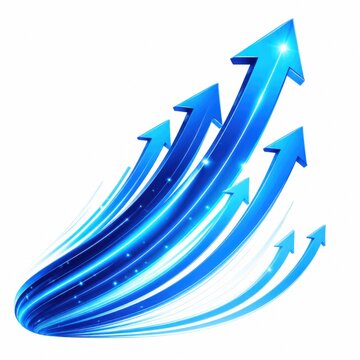 Shiny blue arrows pointing up showing business growth and success