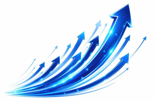 Shiny blue arrows pointing up for business growth and success concept
