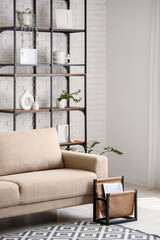 New sofa in light interior of living room © Pixel-Shot