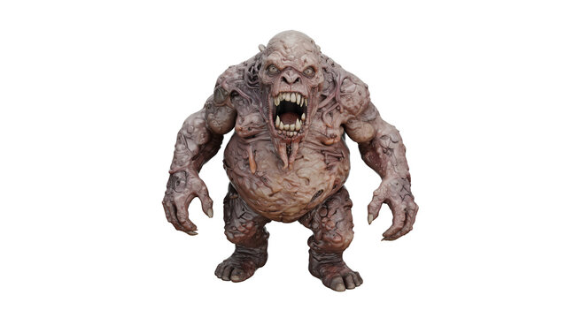 3d rendering split jaw abomination plague horror creature standing