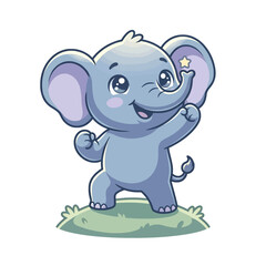 Naklejka premium Cute Cartoon Baby Elephant with Big Ears.