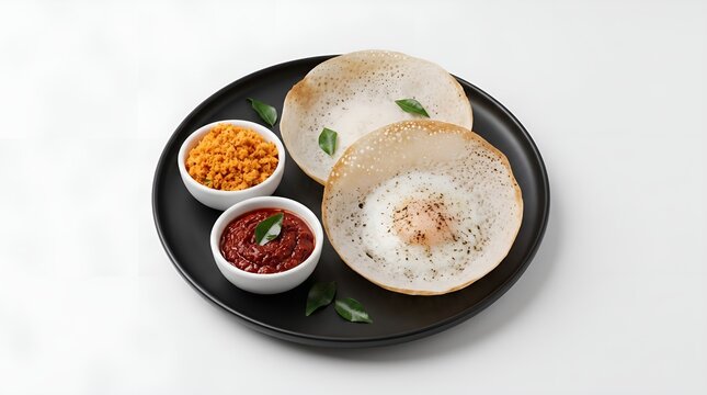 Crispy Sri Lankan Egg Hopper Bowl with Fresh Spicy Coconut Sambal
