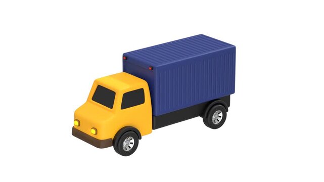 Cargo Truck icon 3d rendering animation on 4k