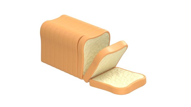 Breakfast bread icon 3d rendering animation on 4k