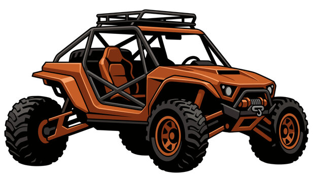 Orange off-road buggy vehicle for desert exploration and extreme adventure sports