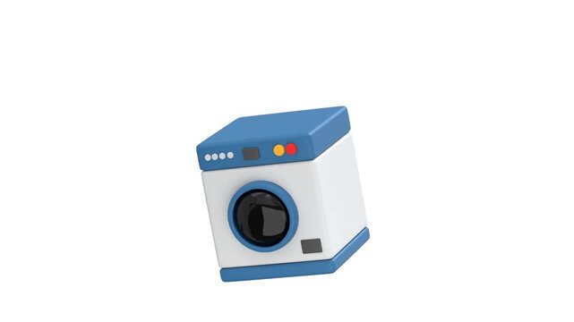 washing machine icon 3d rendering animation on 4k