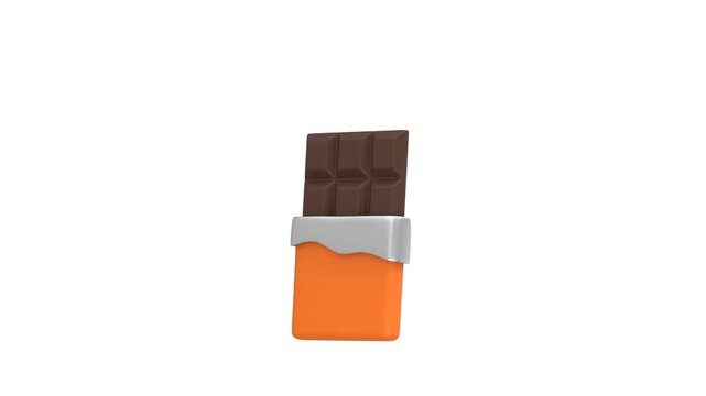 Chocolate bar icon 3d rendering animation on 4k