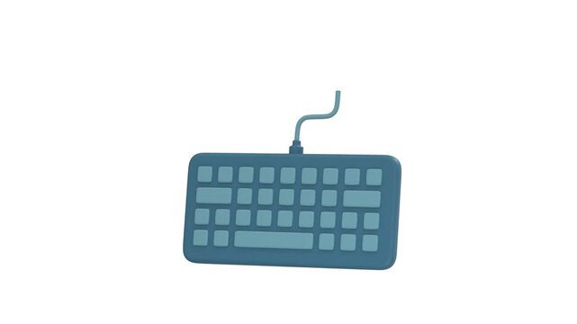 Keyboard icon 3d rendering animation on 4k