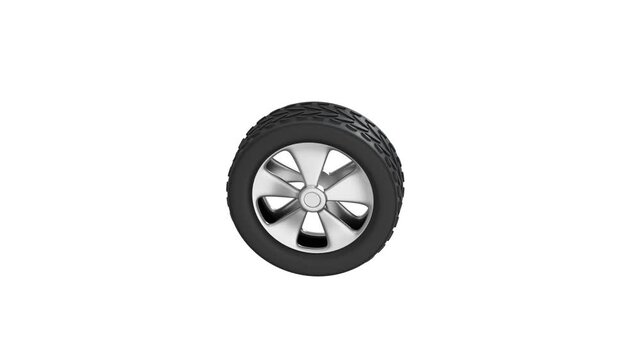 Car Tire icon 3d rendering animation on 4k