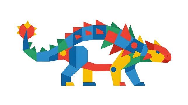 Colorful geometric dinosaur logo icon isolated on white background
