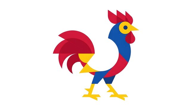 Modern geometric rooster logo icon isolated on white background