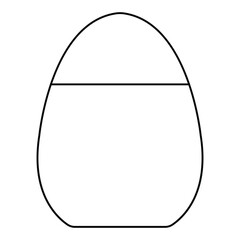 Obraz premium Minimalist black and white line art vector illustration of an oval-shaped cosmetic container, egg-shaped lip balm sphere, or personal care jar with a top lid, isolated on a clean white background.