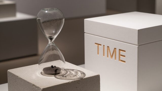 Glass hourglass on display representing the concept of time management