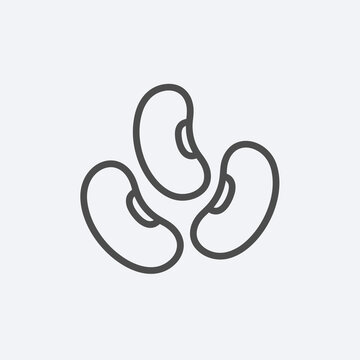 Three kidney bean icons isolated on white background minimalist line art