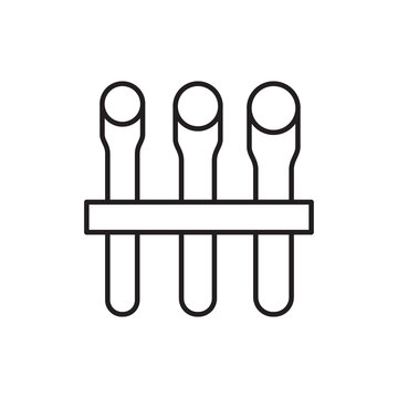 Minimalist line art icon of a set of drive hole punches organized on a rack.