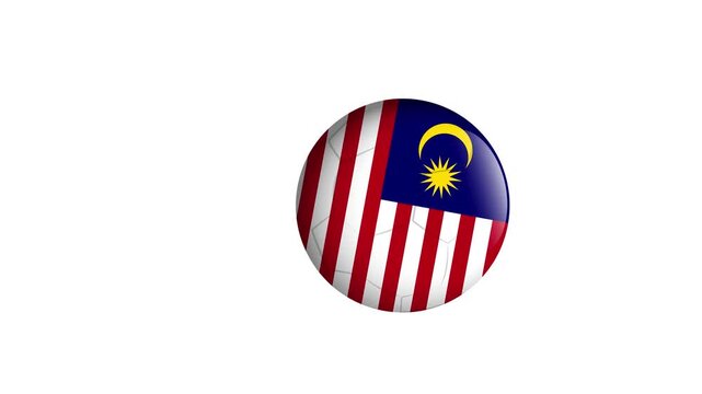 Bouncing Soccer Ball with Malaysia Flag Pattern on White Background