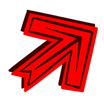 Red 3D Layered Arrow Up Right Pointer Vector Illustration
