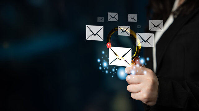 An email inbox with a new message notification alert. A concept of digital communication, correspondence, and unread electronic mail. Motif