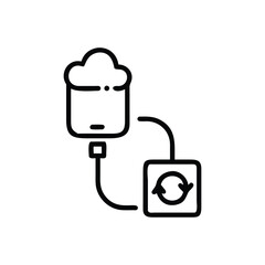 Fototapeta premium USB Hub and Cloud Sync Outline Icon for Data Transfer and Connectivity Technology